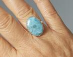 Zilveren ring met natuurlijke Larimar steen zilver 925, Sieraden, Tassen en Uiterlijk, Ringen, O.T., Blauw, Nieuw, Ophalen of Verzenden