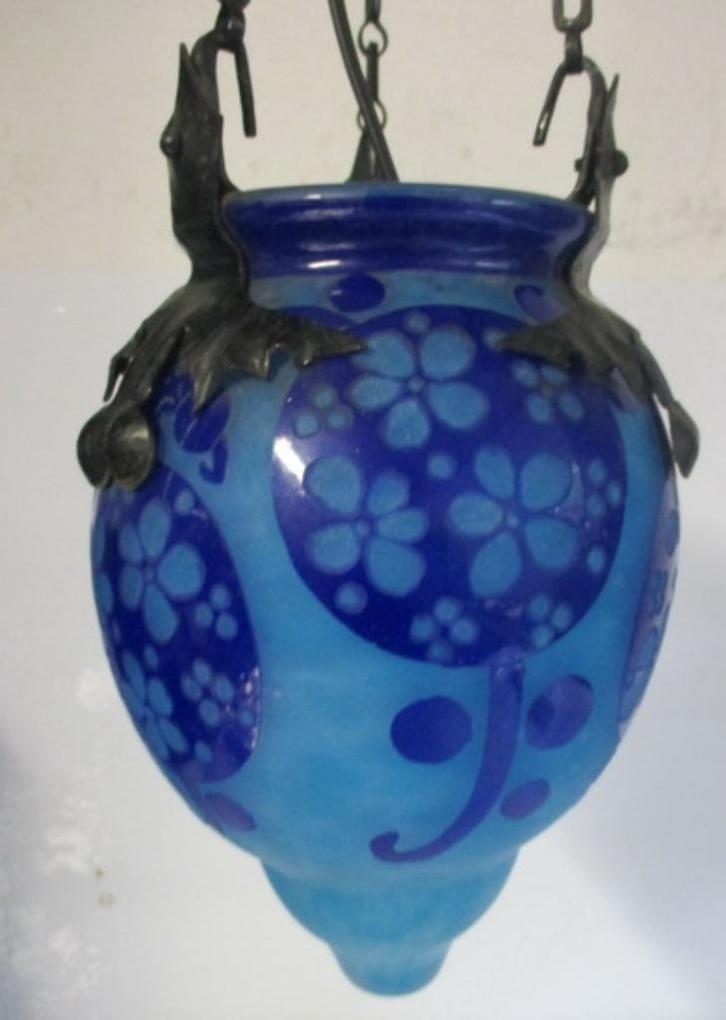 art deco Schneider lamp Le Verre Francais Azurettes, Antiek en Kunst, Antiek | Lampen, Verzenden