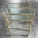 Mimiset, drie nesting tables goudkleurig frame en glas, Huis en Inrichting, Ophalen, Gebruikt, -, -