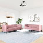 2-delige Loungeset Chesterfield met bolsters roze, Verzenden, 150 tot 200 cm, Chesterfield, Nieuw