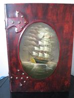 prachtige kist uit hout beschilderd met zeilschip 38/28/9 cm, Antiek en Kunst, Kunst | Beelden en Houtsnijwerken, Ophalen of Verzenden