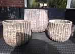 3 stuks bloempotten merk Sia Earth zgan, Rond, Ophalen of Verzenden, Zo goed als nieuw, Minder dan 25 cm