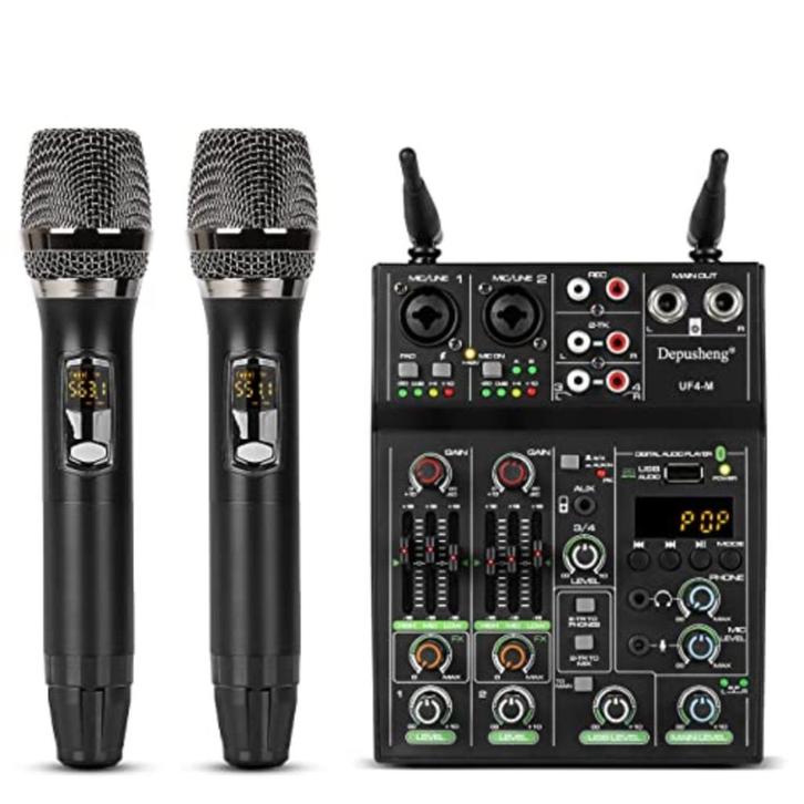 DJ-mengpaneel met twee microfoon,UF4-M Audio Studio Mixer, Muziek en Instrumenten, Microfoons, Zo goed als nieuw, Zangmicrofoon