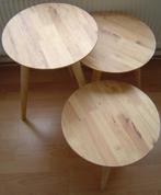 Bijzet - Planten tafels met rond houten blad., Minder dan 55 cm, Rond, Nieuw, Hout