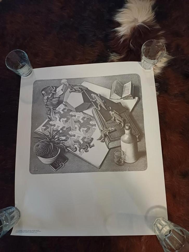 M.C. ESCHER  REPTIELEN, Verzamelen, Posters, Zo goed als nieuw, Film en Tv, A1 t/m A3, Ophalen of Verzenden