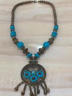 Vintage Turquoise Ketting met Hanger, Gebruikt, Blauw, Ophalen of Verzenden, Overige materialen
