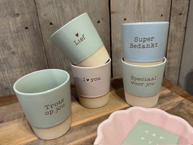 mok - beker met leuke teksten, Huis en Inrichting, Keuken | Servies, Nieuw, Kop(pen) en/of Schotel(s), Overige stijlen, Ophalen of Verzenden