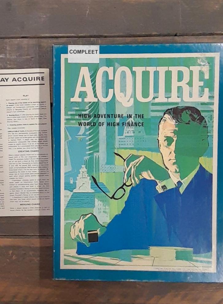 Acquire Bordspel - Compleet!, Hobby en Vrije tijd, Gezelschapsspellen | Bordspellen, Zo goed als nieuw, Een of twee spelers, Drie of vier spelers