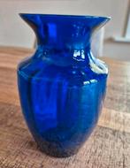 Kobalt blauwe vaas, Blauw, Ophalen of Verzenden, Minder dan 50 cm, Glas