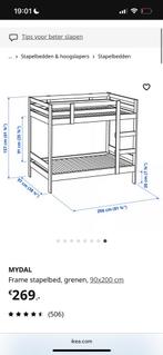 Ikea stapelbed incl. 2 matrassen en elektrische lattenbodem, Ophalen, 90 cm, Tweepersoons, Zo goed als nieuw