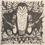 Raymond Renefer (France 1879-1957) Houtsnede 'Uil' ~1925. Af, Antiek en Kunst, Kunst | Etsen en Gravures, Ophalen of Verzenden