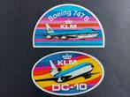2 KLM stickers met Boeing 747B en DC-10 (K940), Verzamelen, Luchtvaart en Vliegtuigspotten, Gebruikt, Ophalen of Verzenden, Kaart, Foto of Prent
