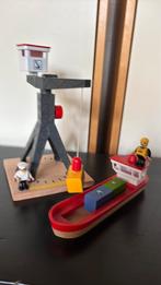 Hijskraan met vrachtschip, Kinderen en Baby's, Speelgoed | Houten speelgoed, Ophalen of Verzenden, Zo goed als nieuw, Overige typen