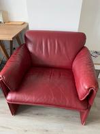 Vintage Bora Bora fauteuil Leolux - rood leer, Huis en Inrichting, Fauteuils, Ophalen, Gebruikt, Minder dan 75 cm, Leer