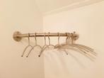 Moderne RVS garderobestang gebogen 90 graden, incl. hangers, Wandkapstok, Ophalen of Verzenden, Zo goed als nieuw, Minder dan 100 cm