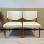 Mooie vintage stoelen fauteuils wit skai leder mis century, Ophalen, Zo goed als nieuw, Minder dan 75 cm, 50 tot 75 cm