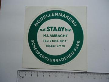 sticker oud HI AMBACHT vd STAAY scheepsbouw schip retro beschikbaar voor biedingen