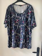 Donkerblauw gebloemd blouson t-shirt, maat 52/54, Kleding | Dames, Blauw, Zo goed als nieuw, Sunday, Shirt of Top