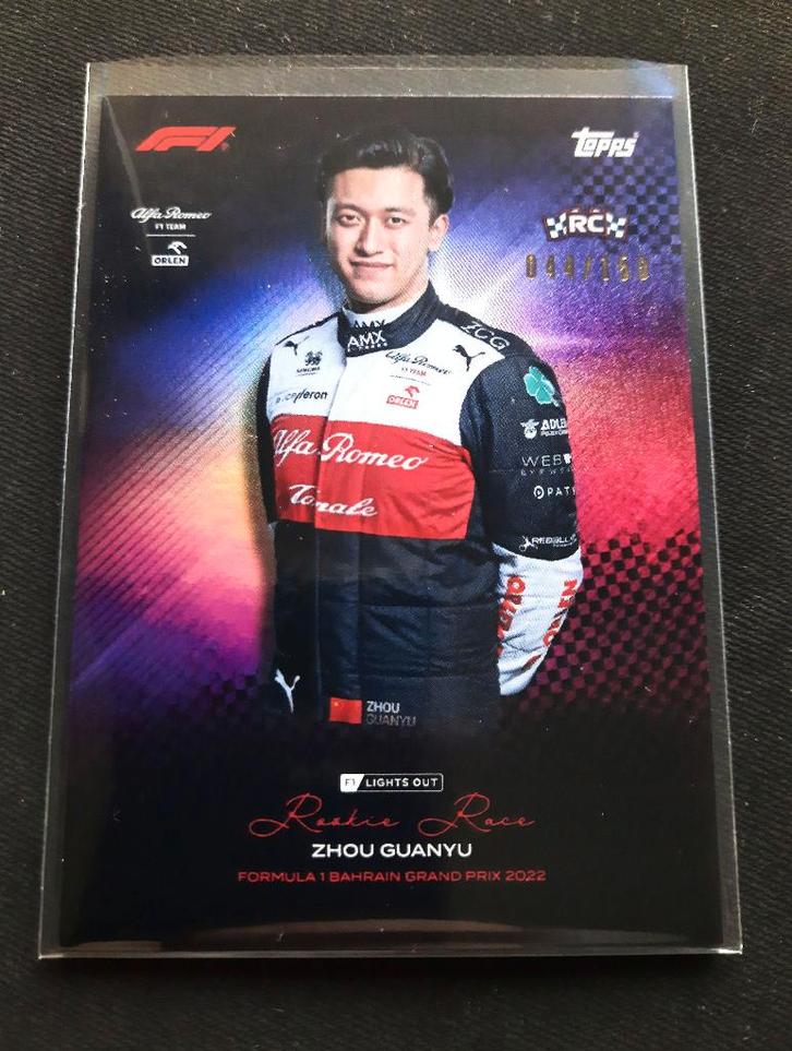 Zhou Guanyu Topps Lights Out F1 Formula 1 parallel kaart '22, Hobby en Vrije tijd, Stickers en Plaatjes, Nieuw, Plaatje, Ophalen of Verzenden