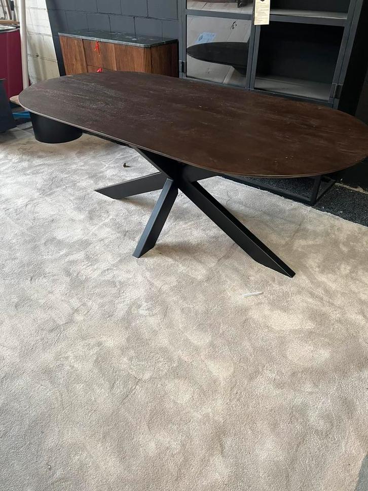 Eettafel deens ovaal mangohout bruin 200cm, Huis en Inrichting, Tafels | Eettafels, Zo goed als nieuw, 100 tot 150 cm, 200 cm of meer