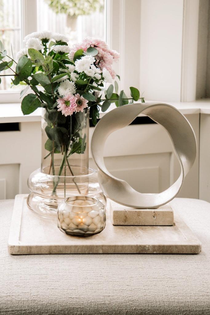 Vaas Chanky 12x12x25 - 20x20x10 cm Glas Beige, Huis en Inrichting, Woonaccessoires | Vazen, Nieuw, Overige kleuren, Minder dan 50 cm