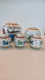 5 Chinese potten voor gember en kruiden, Ophalen of Verzenden