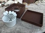 Vintage tapas/olijven set met 6 vorkjes en een bakje (FB9), Huis en Inrichting, Ophalen of Verzenden, Nieuw, Overige materialen