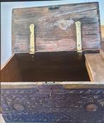 Antieke handgesneden houten kist ca.1900-uniek decorstuk, Ophalen