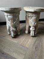 Set van 2 houten olifanten krukjes, Gebruikt, Twee, Wit, Ophalen of Verzenden
