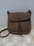 Suede leren schoudertas dames tas leer crossbody tas retro, Ophalen of Verzenden, Zo goed als nieuw, Bruin, Schoudertasje