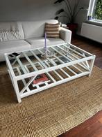 Mooie witte salon tafel - koffie tafel - hout & glas, Huis en Inrichting, Ophalen of Verzenden