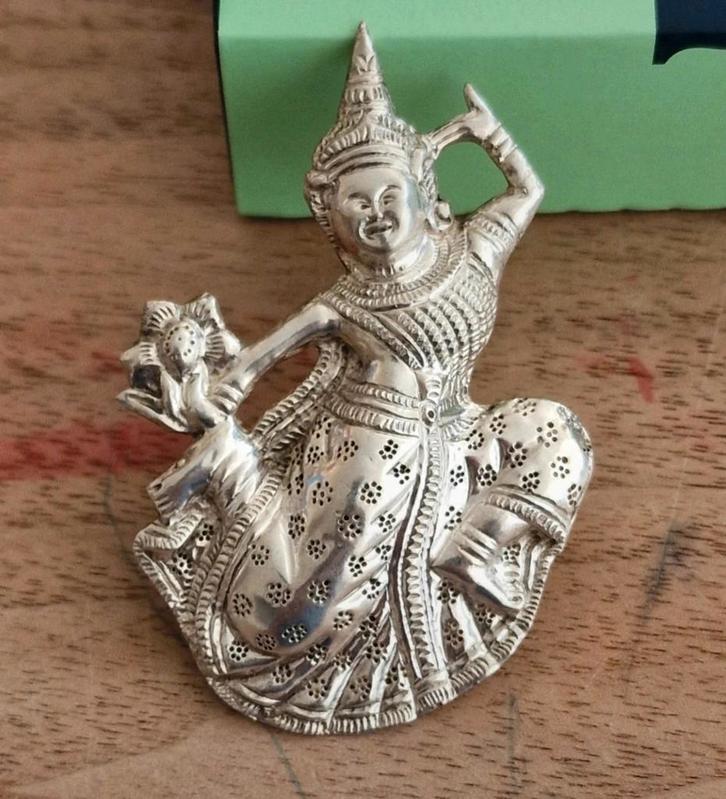 Zilver broche, vintage/ antiek 
Krishna? Redha?, Sieraden, Tassen en Uiterlijk, Broches, Zo goed als nieuw, Zilver, Zilver, Ophalen of Verzenden