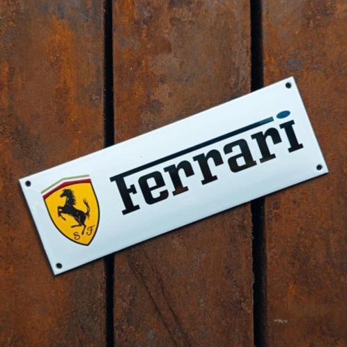 Emaille Schild Ferrari Reclamebord Vintage Wit Bordje F1 Oud, Verzamelen, Merken en Reclamevoorwerpen, Gebruikt, Reclamebord, Verzenden
