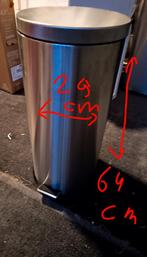 RVS Vuilnisbak met Pedaal, Ophalen, Gebruikt, Met pedaal, 50 tot 75 cm