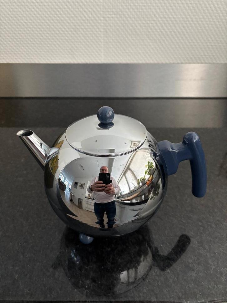 Bredemeijer Duet Bella Ronde Theepot - 0.75 l – blauw., Antiek en Kunst, Antiek | Keukenbenodigdheden, Ophalen of Verzenden