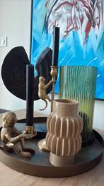 Dienblad met woonaccesoires, Huis en Inrichting, Woonaccessoires | Dienbladen, Ophalen of Verzenden, Zo goed als nieuw, Rond, Hout