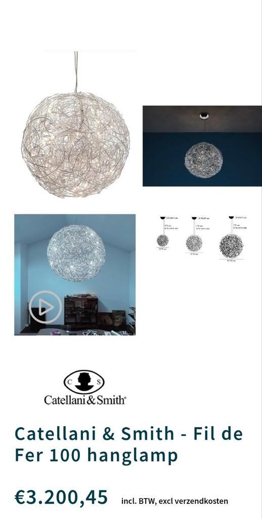 Catellani & Smith Fil de Fer 100 hanglamp (F10SL), Huis en Inrichting, Lampen | Plafondlampen, Gebruikt, Metaal, Ophalen