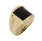 Robuuste onyx zegelring 14k gouden vintage heren sieraad, Ophalen of Verzenden, Goud, Ring, Met edelsteen