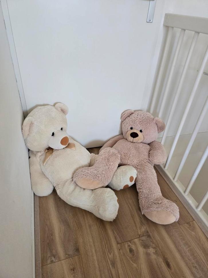 2 Grote Teddyberen - Creme Wit & Licht Bruin - 95cm, Kinderen en Baby's, Speelgoed | Knuffels en Pluche, Zo goed als nieuw, Beer