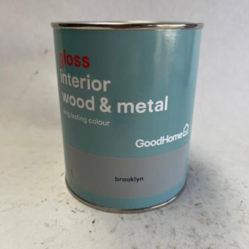 GoodHome Binnenlak Verf Brooklyn Grijs Glans 750ml beschikbaar voor biedingen