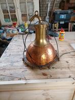 Koperen lamp, Huis en Inrichting, Lampen | Hanglampen, Brocante, Ophalen of Verzenden, Zo goed als nieuw, Glas