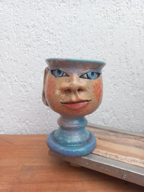Frans potterie. Bloempot. Hoofd. Gezicht. Folk. Keramiek, Antiek en Kunst, Curiosa en Brocante, Ophalen of Verzenden