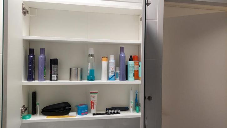 wastafelmeubel en spiegelkast, Huis en Inrichting, Badkamer | Badkamermeubels, Gebruikt, Overige typen, Minder dan 100 cm, 50 tot 100 cm