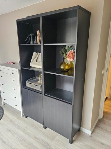Ikea kast opbergkast boekenkast zwart 203xB120xD40 cm