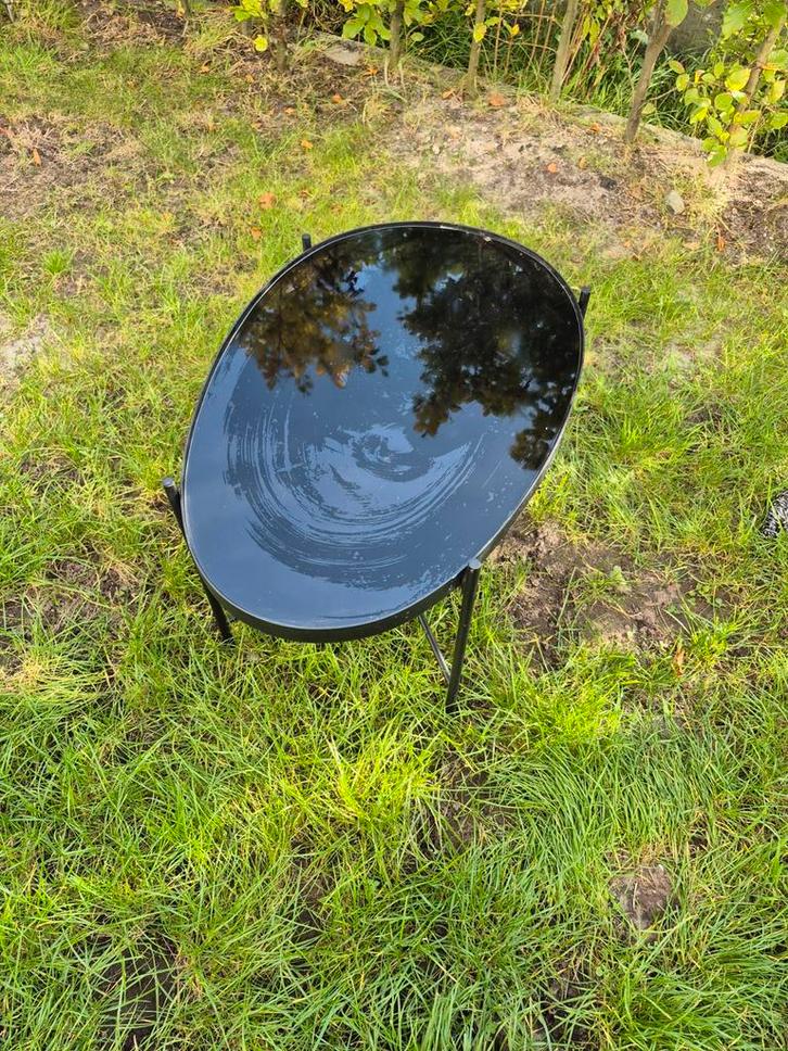 Tafel: Koffietafel/Buitentafel, Huis en Inrichting, Tafels | Bijzettafels, Gebruikt, Ovaal, 45 tot 60 cm, 75 cm of meer, Glas