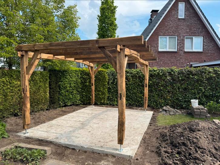 Eiken gebinten sets kapschuur schuur overkapping, Doe-het-zelf en Verbouw, Hout en Planken, Gebruikt, Plank, Eiken, Ophalen of Verzenden