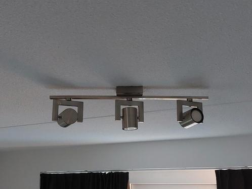 RVS LED-Spots 3x en 2x GU10, Huis en Inrichting, Lampen | Spots, Zo goed als nieuw, Plafondspot of Wandspot, Metaal of Aluminium