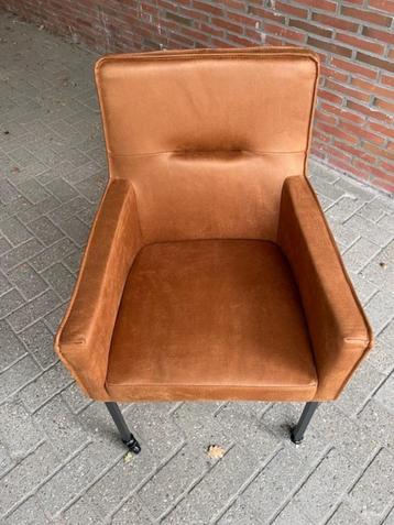Eetkamer stoel Eco leer kleur Cognac  op wielen voorraad beschikbaar voor biedingen