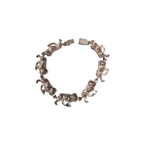 Vintage zilveren armband met leeuwen, Sieraden, Tassen en Uiterlijk, Armbanden, Zo goed als nieuw, Zilver, Zilver, Met bedels of kralen