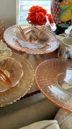 Oud glas in roze en bruin, Ophalen of Verzenden